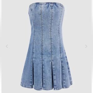 Urban Revivo Sleeveless Off-Shoulder Denim Blue Dress Sz 6